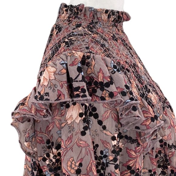 Knox Rose Floral Velvet Burnout Shirt Smocked Victorian Dark Fairy Whimsigoth-XL - Picture 11 of 16